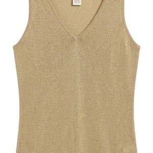 Oscar de la Renta Gold Metallic Knit Shell